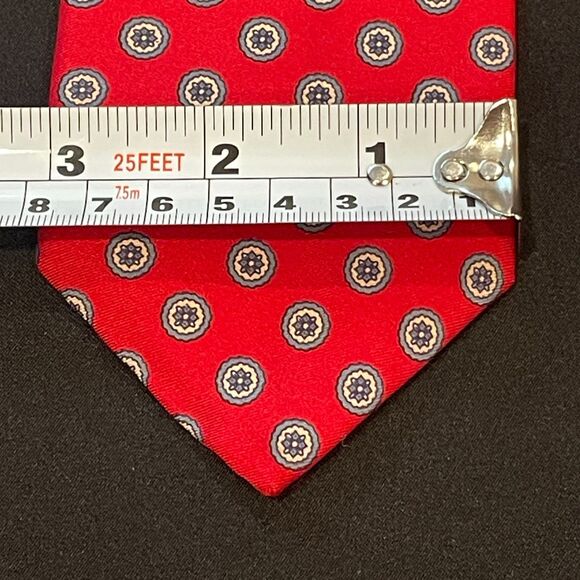 ~ J.G. Hook red vintage necktie tie, blue/gray, navy, gold medallion pattern USA - Picture 7 of 9